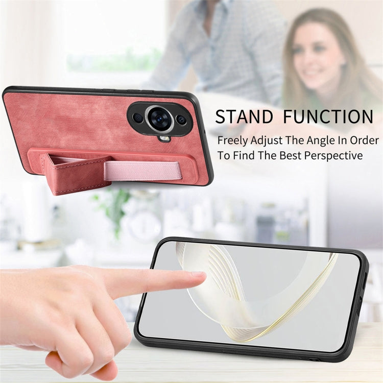 For Huawei nova 11 Retro Wristband Holder Leather Back Phone Case