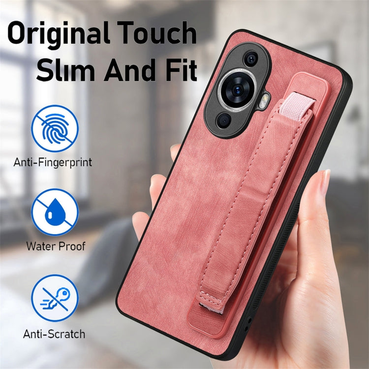 For Huawei nova 11 Retro Wristband Holder Leather Back Phone Case