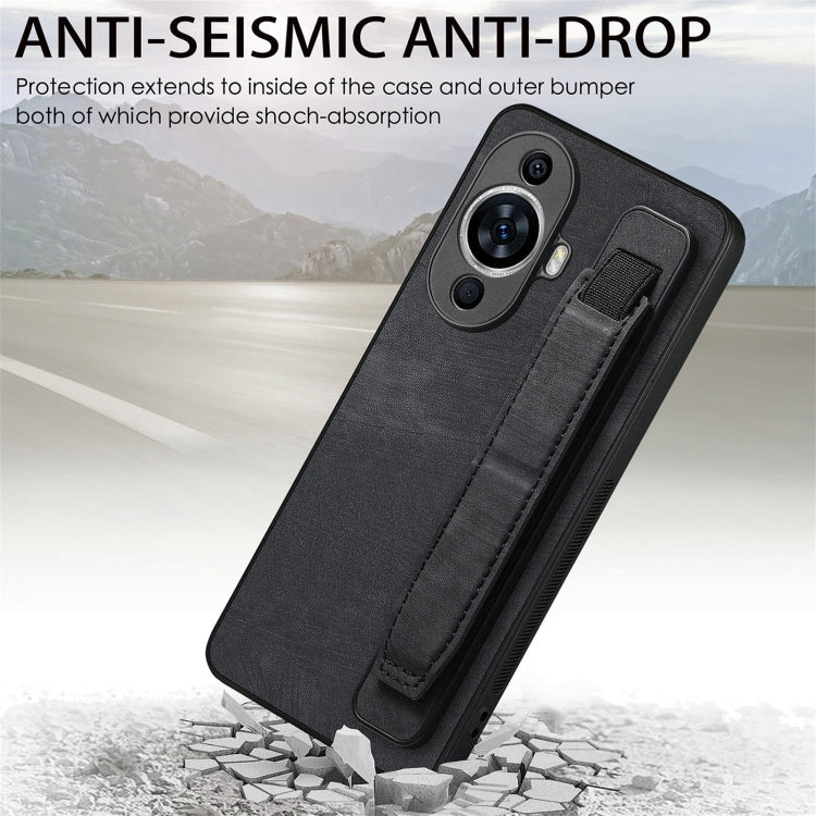 For Huawei nova 11 Retro Wristband Holder Leather Back Phone Case