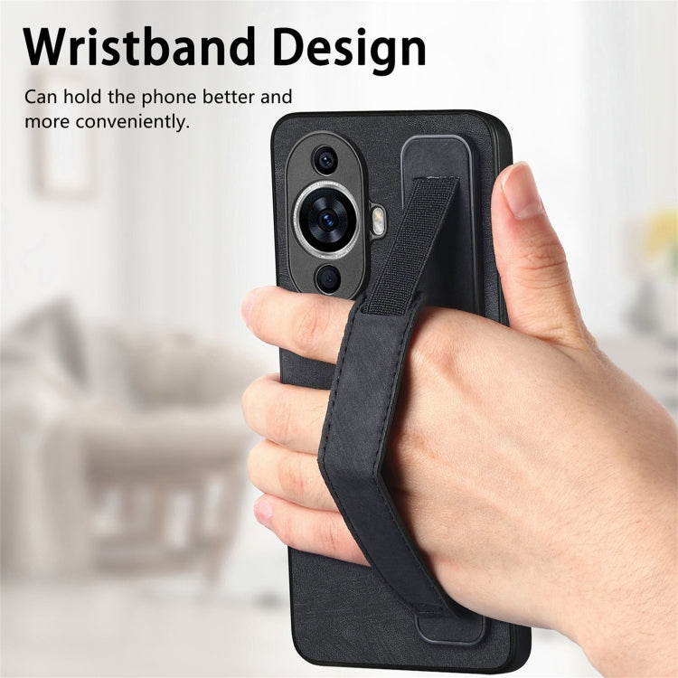 For Huawei nova 11 Retro Wristband Holder Leather Back Phone Case