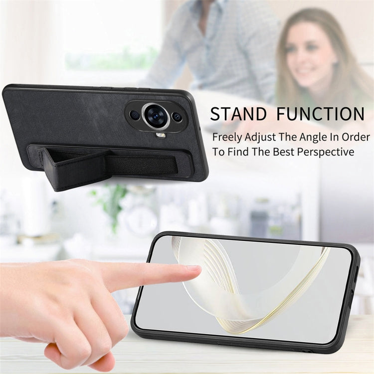 For Huawei nova 11 Retro Wristband Holder Leather Back Phone Case