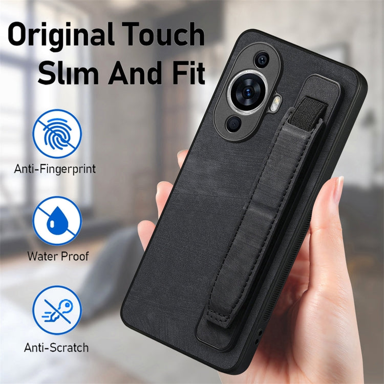 For Huawei nova 11 Retro Wristband Holder Leather Back Phone Case
