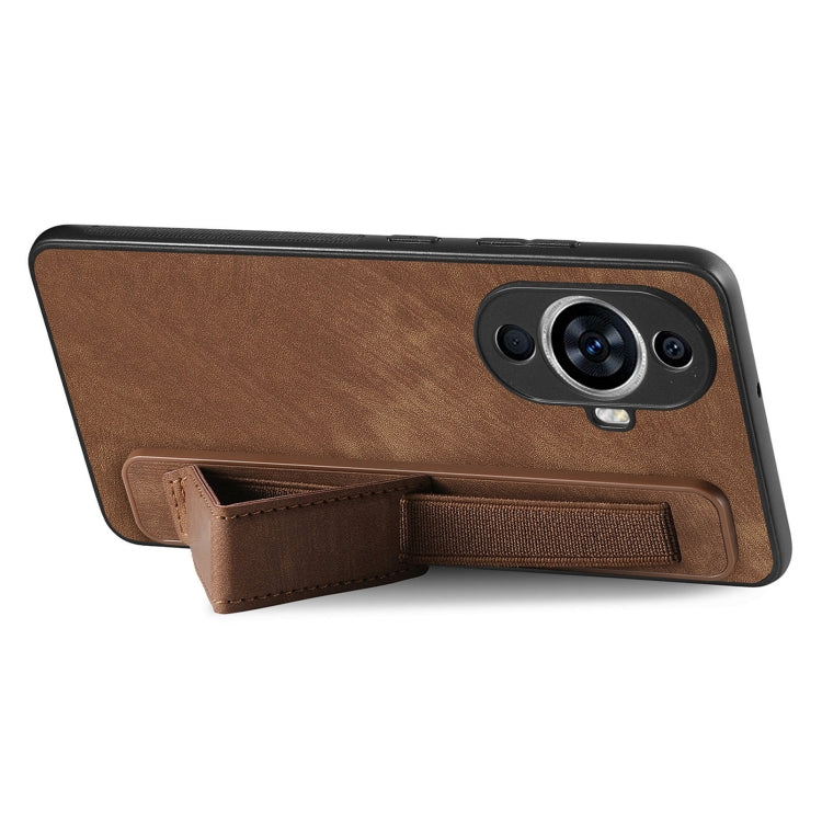 For Huawei nova 11 Retro Wristband Holder Leather Back Phone Case