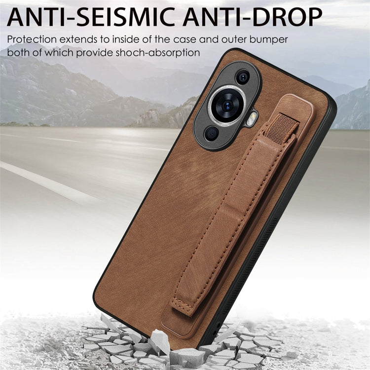 For Huawei nova 11 Retro Wristband Holder Leather Back Phone Case
