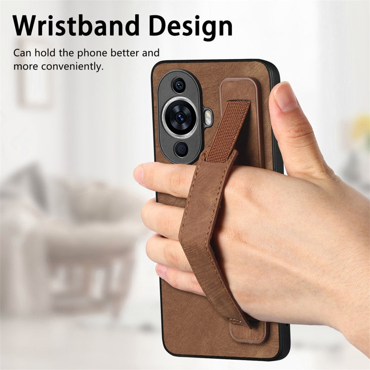 For Huawei nova 11 Retro Wristband Holder Leather Back Phone Case