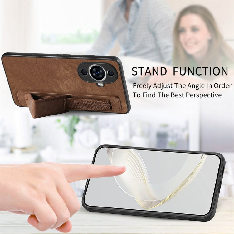For Huawei nova 11 Retro Wristband Holder Leather Back Phone Case