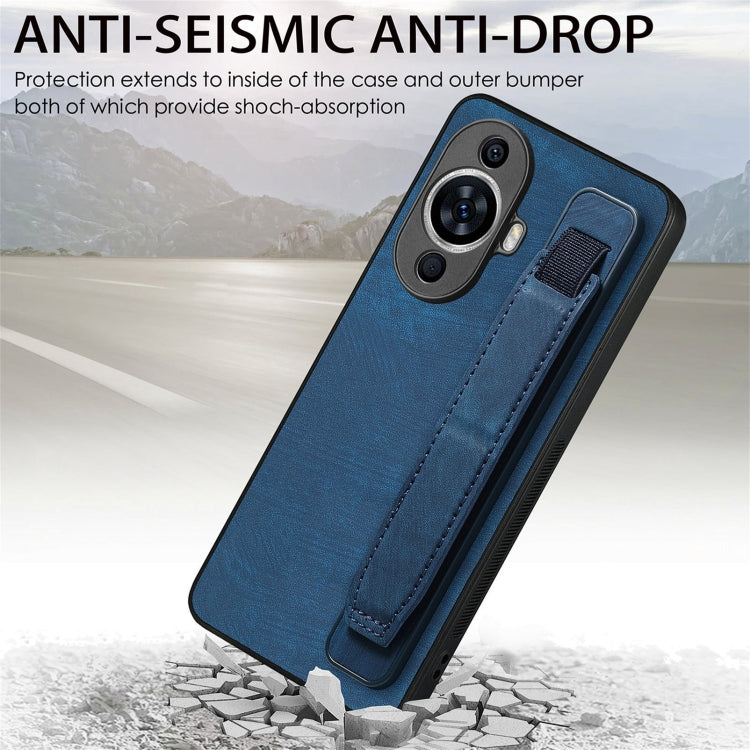 For Huawei nova 11 Retro Wristband Holder Leather Back Phone Case
