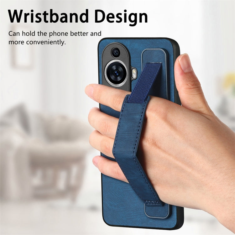 For Huawei nova 11 Retro Wristband Holder Leather Back Phone Case