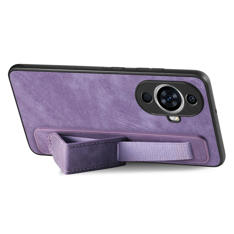 For Huawei nova 11 Retro Wristband Holder Leather Back Phone Case
