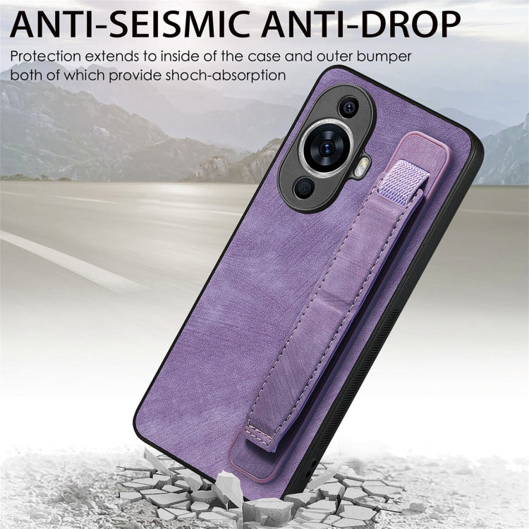 For Huawei nova 11 Retro Wristband Holder Leather Back Phone Case