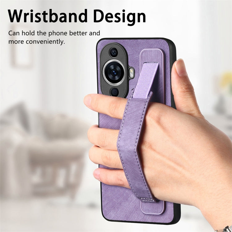 For Huawei nova 11 Retro Wristband Holder Leather Back Phone Case