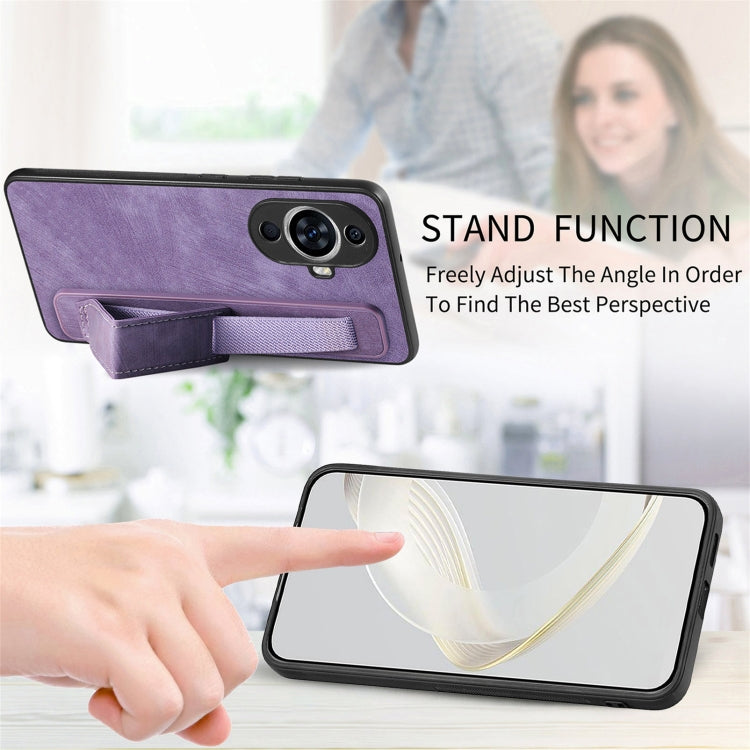 For Huawei nova 11 Retro Wristband Holder Leather Back Phone Case