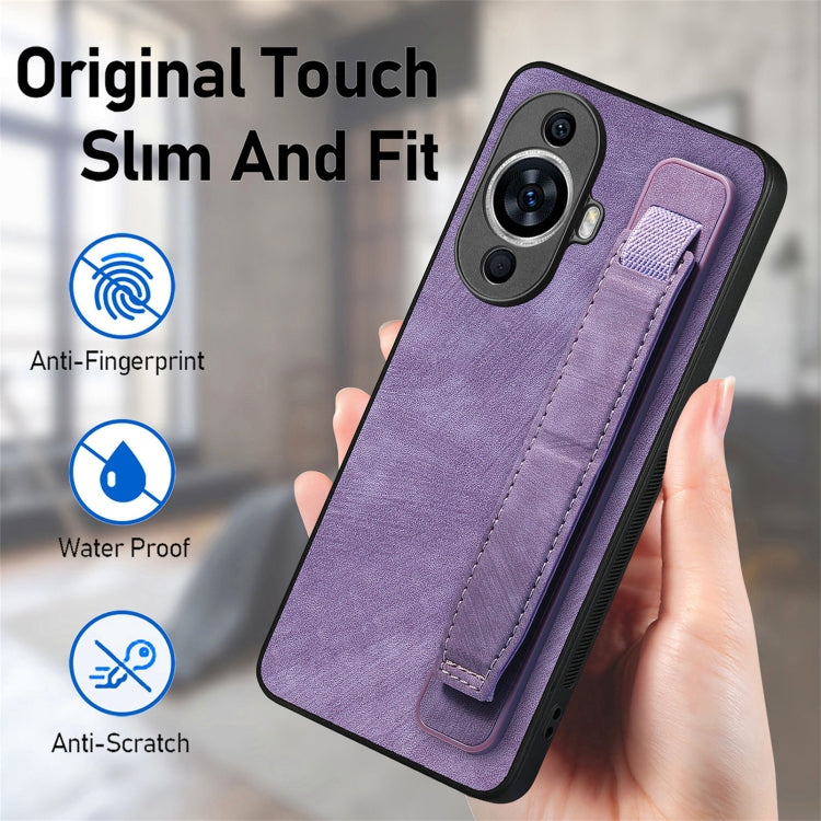 For Huawei nova 11 Retro Wristband Holder Leather Back Phone Case