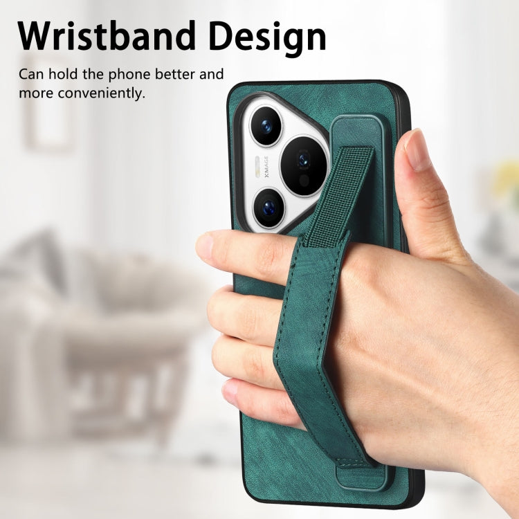 For Huawei Pura 70 Retro Wristband Holder Leather Back Phone Case