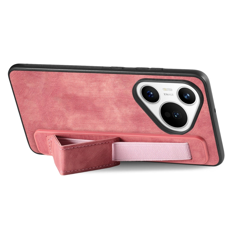For Huawei Pura 70 Retro Wristband Holder Leather Back Phone Case