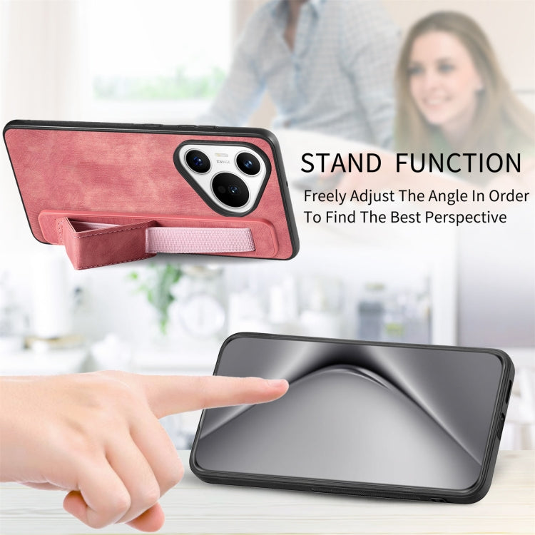 For Huawei Pura 70 Retro Wristband Holder Leather Back Phone Case