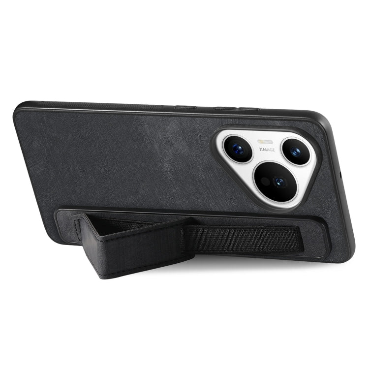 For Huawei Pura 70 Retro Wristband Holder Leather Back Phone Case