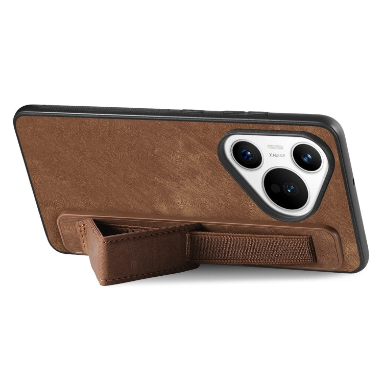For Huawei Pura 70 Retro Wristband Holder Leather Back Phone Case