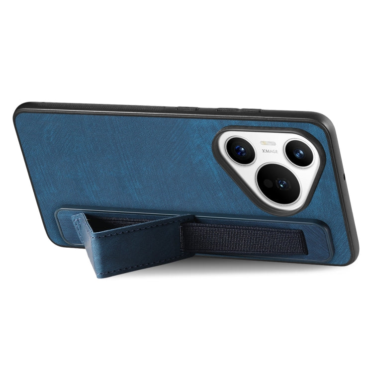 For Huawei Pura 70 Retro Wristband Holder Leather Back Phone Case