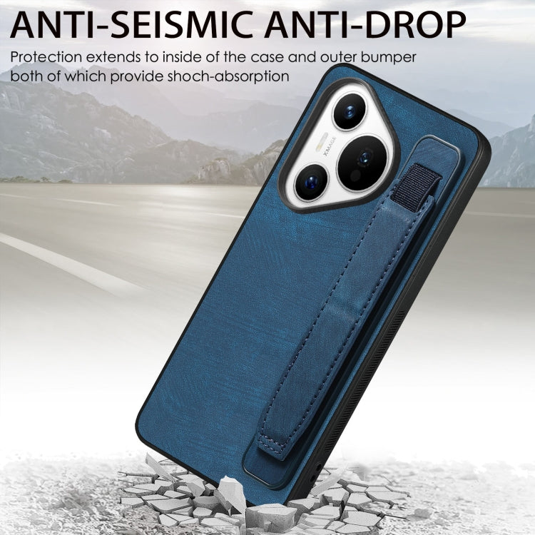 For Huawei Pura 70 Retro Wristband Holder Leather Back Phone Case