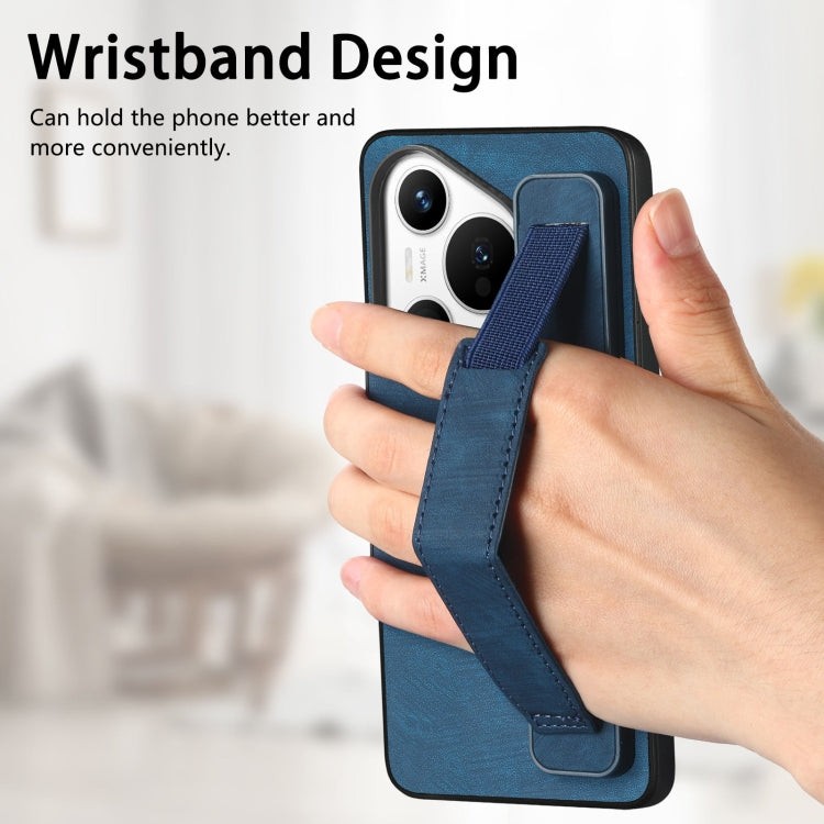For Huawei Pura 70 Retro Wristband Holder Leather Back Phone Case