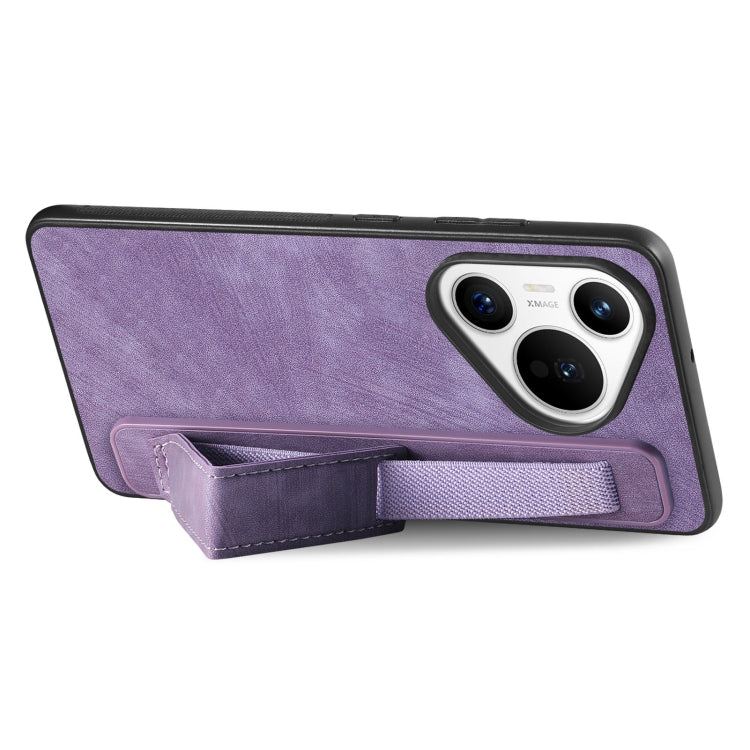 For Huawei Pura 70 Retro Wristband Holder Leather Back Phone Case