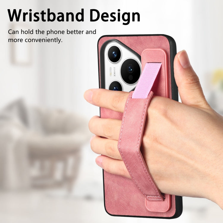For Huawei Pura 70 Pro+ Retro Wristband Holder Leather Back Phone Case