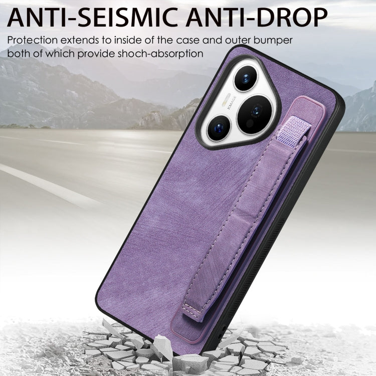 For Huawei Pura 70 Pro+ Retro Wristband Holder Leather Back Phone Case