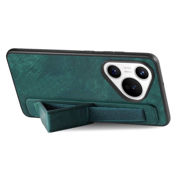 For Huawei Pura 70 Ultra Retro Wristband Holder Leather Back Phone Case