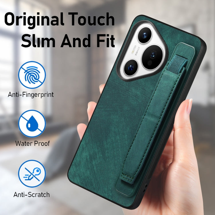 For Huawei Pura 70 Ultra Retro Wristband Holder Leather Back Phone Case