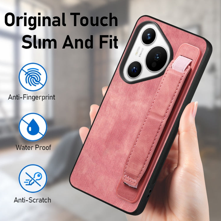 For Huawei Pura 70 Ultra Retro Wristband Holder Leather Back Phone Case