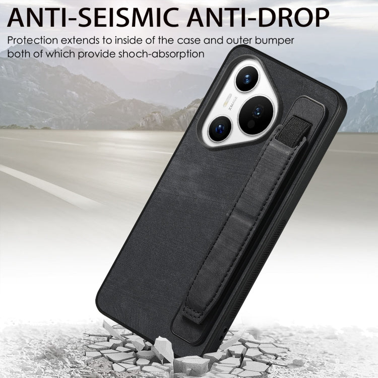 For Huawei Pura 70 Ultra Retro Wristband Holder Leather Back Phone Case