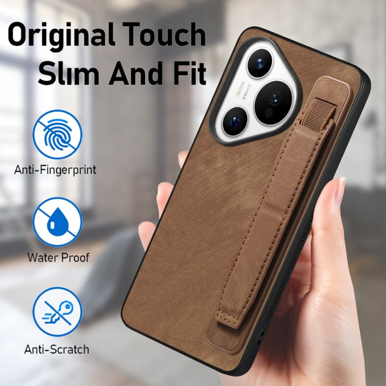 For Huawei Pura 70 Ultra Retro Wristband Holder Leather Back Phone Case