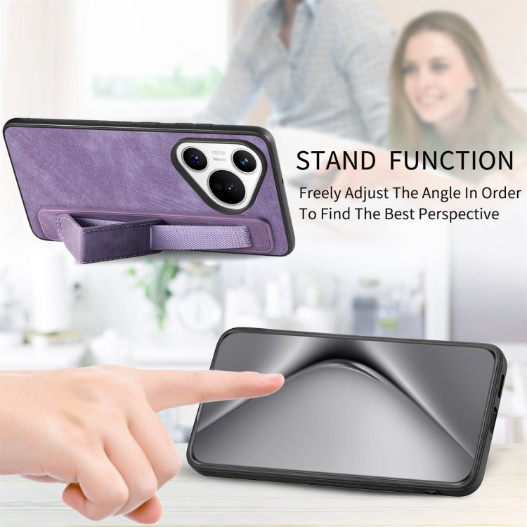 For Huawei Pura 70 Ultra Retro Wristband Holder Leather Back Phone Case