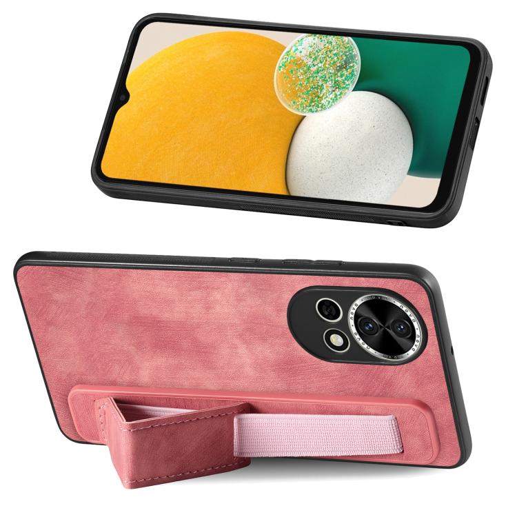 For Huawei nova 13 Retro Wristband Holder Leather Back Phone Case