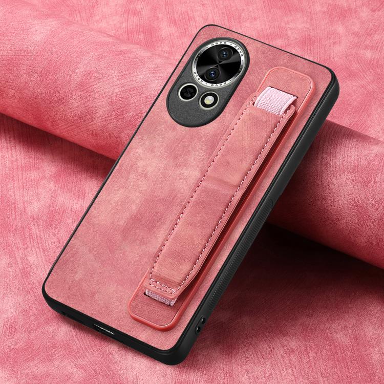 For Huawei nova 13 Retro Wristband Holder Leather Back Phone Case