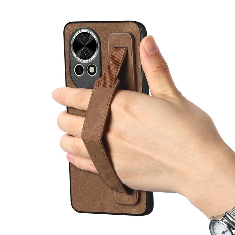 For Huawei nova 13 Retro Wristband Holder Leather Back Phone Case