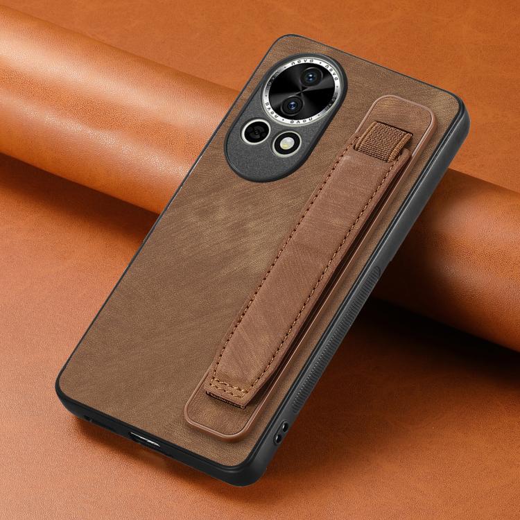 For Huawei nova 13 Retro Wristband Holder Leather Back Phone Case