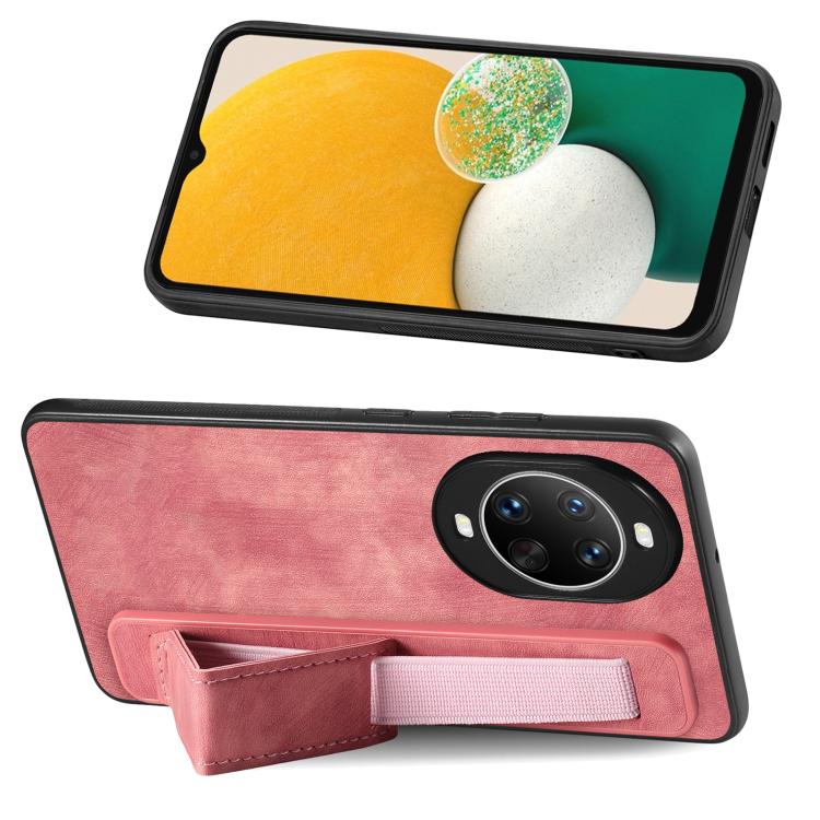 For Huawei nova 14 Retro Wristband Holder Leather Back Phone Case