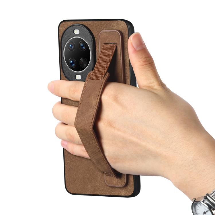 For Huawei nova 14 Retro Wristband Holder Leather Back Phone Case