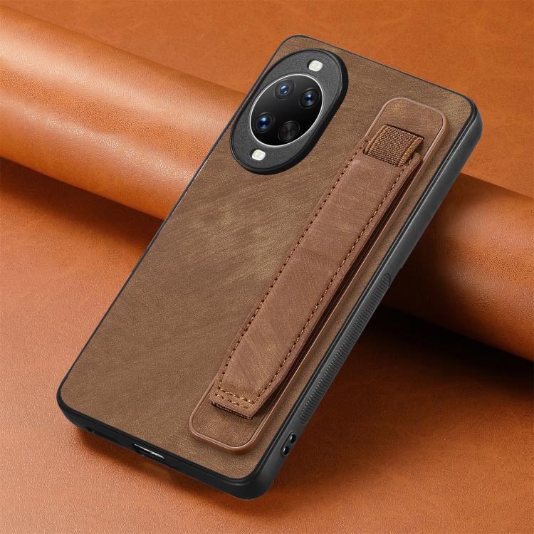 For Huawei nova 14 Retro Wristband Holder Leather Back Phone Case