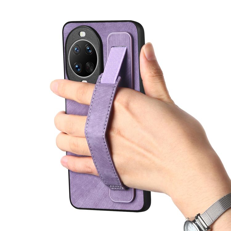For Huawei nova 14 Retro Wristband Holder Leather Back Phone Case