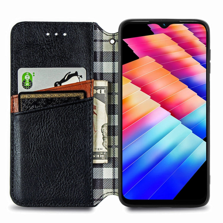 For Infinix Hot 30i Cubic Grid Pressed Magnetic Leather Phone Case