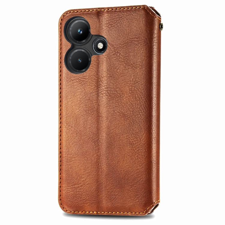 For Infinix Hot 30i Cubic Grid Pressed Magnetic Leather Phone Case
