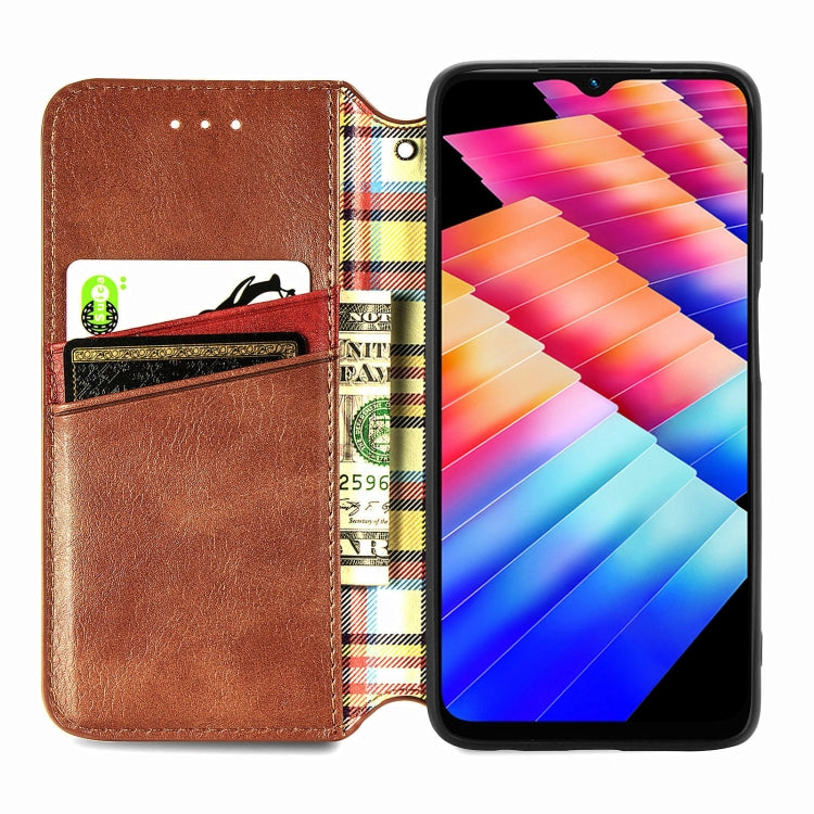 For Infinix Hot 30i Cubic Grid Pressed Magnetic Leather Phone Case