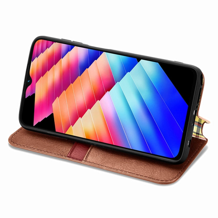 For Infinix Hot 30i Cubic Grid Pressed Magnetic Leather Phone Case