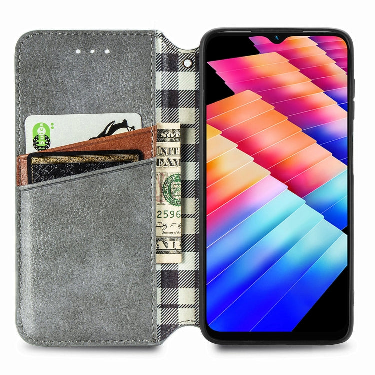 For Infinix Hot 30i Cubic Grid Pressed Magnetic Leather Phone Case