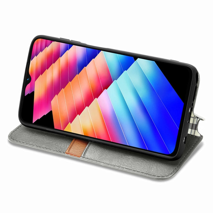 For Infinix Hot 30i Cubic Grid Pressed Magnetic Leather Phone Case