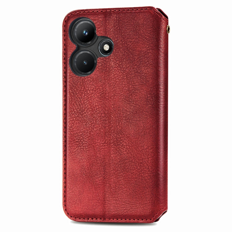 For Infinix Hot 30i Cubic Grid Pressed Magnetic Leather Phone Case
