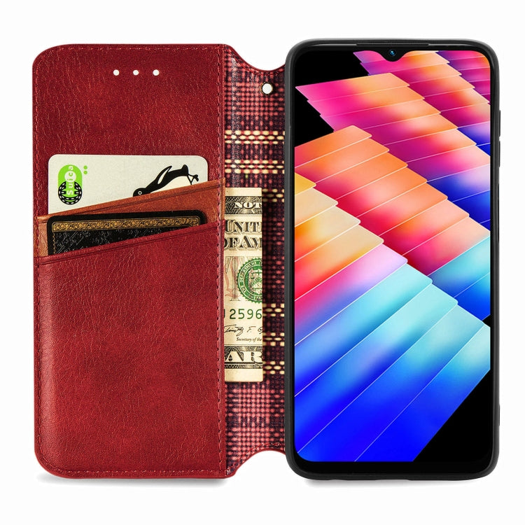For Infinix Hot 30i Cubic Grid Pressed Magnetic Leather Phone Case